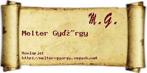 Melter György névjegykártya